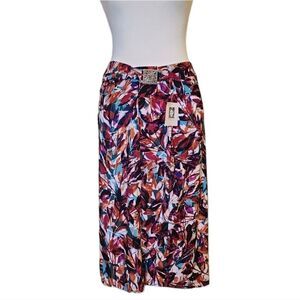 Anne Klein Floral Faux Wrap Midi Skirt NWT